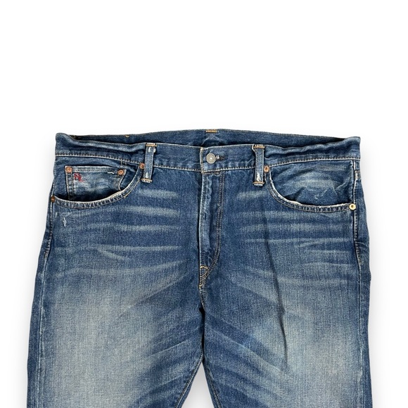 Polo Ralph Lauren 018 Slim Straight Jeans Blue Denim Distressed Preppy Sz 36/38 - Picture 2 of 7